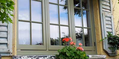 Green coloured uPVC windows