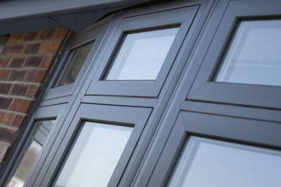 uPVC bow window in grey