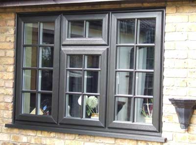 Grey coloured wood effect window